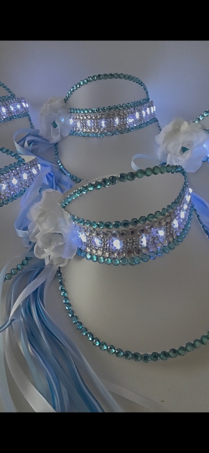 Viseras cintas con gemas y flores