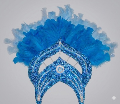 Vincha tocado  doble bordada con plumas