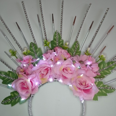 Vincha desflecada con flores