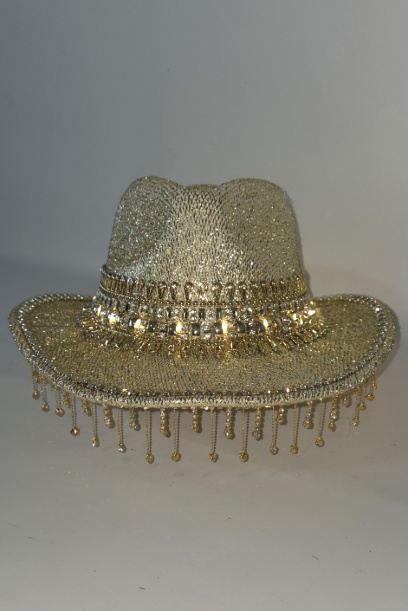 Cowboy dorado con flecos de strass