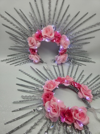 Vincha desflecada grande con flores